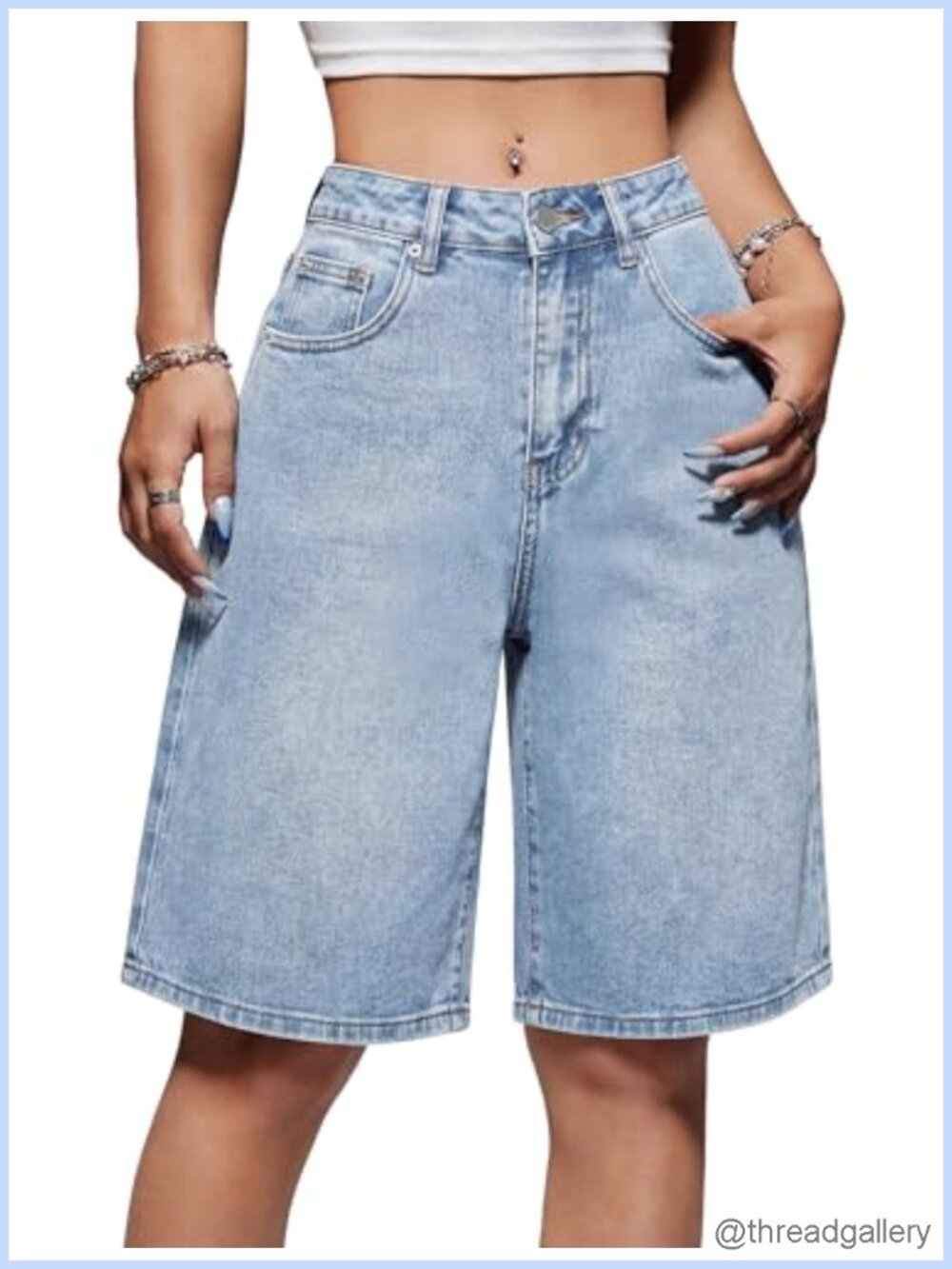 Baggy Low Rise Bermuda Jean Shorts for Women Y2K Wide Leg Stretch Denim Jorts